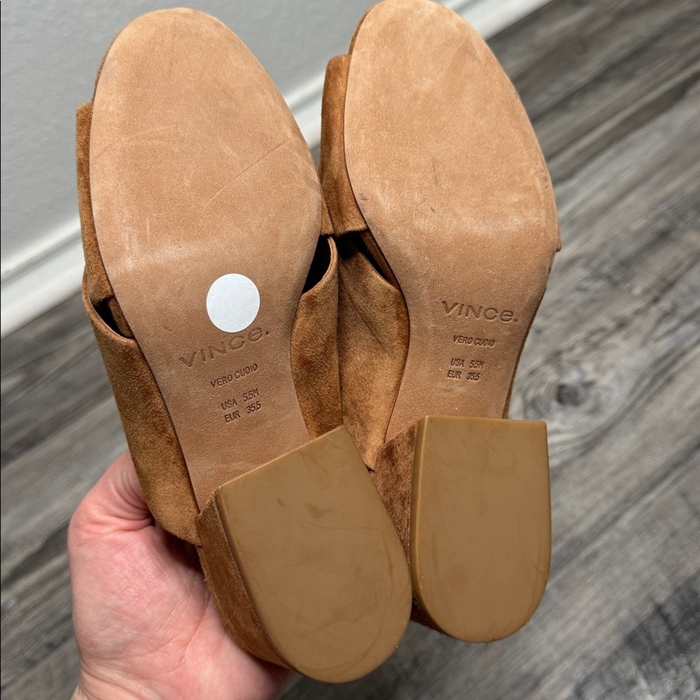 NEW Vince Karsen Italian Suede Leather Mule Sandals size 5.5 - Picture 4 of 5
